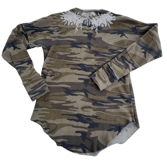 Johnny Was Thermal Top Camo Long Sleeve Christina V-Neck Floral Camo Boho Size S - Picture 6 of 11